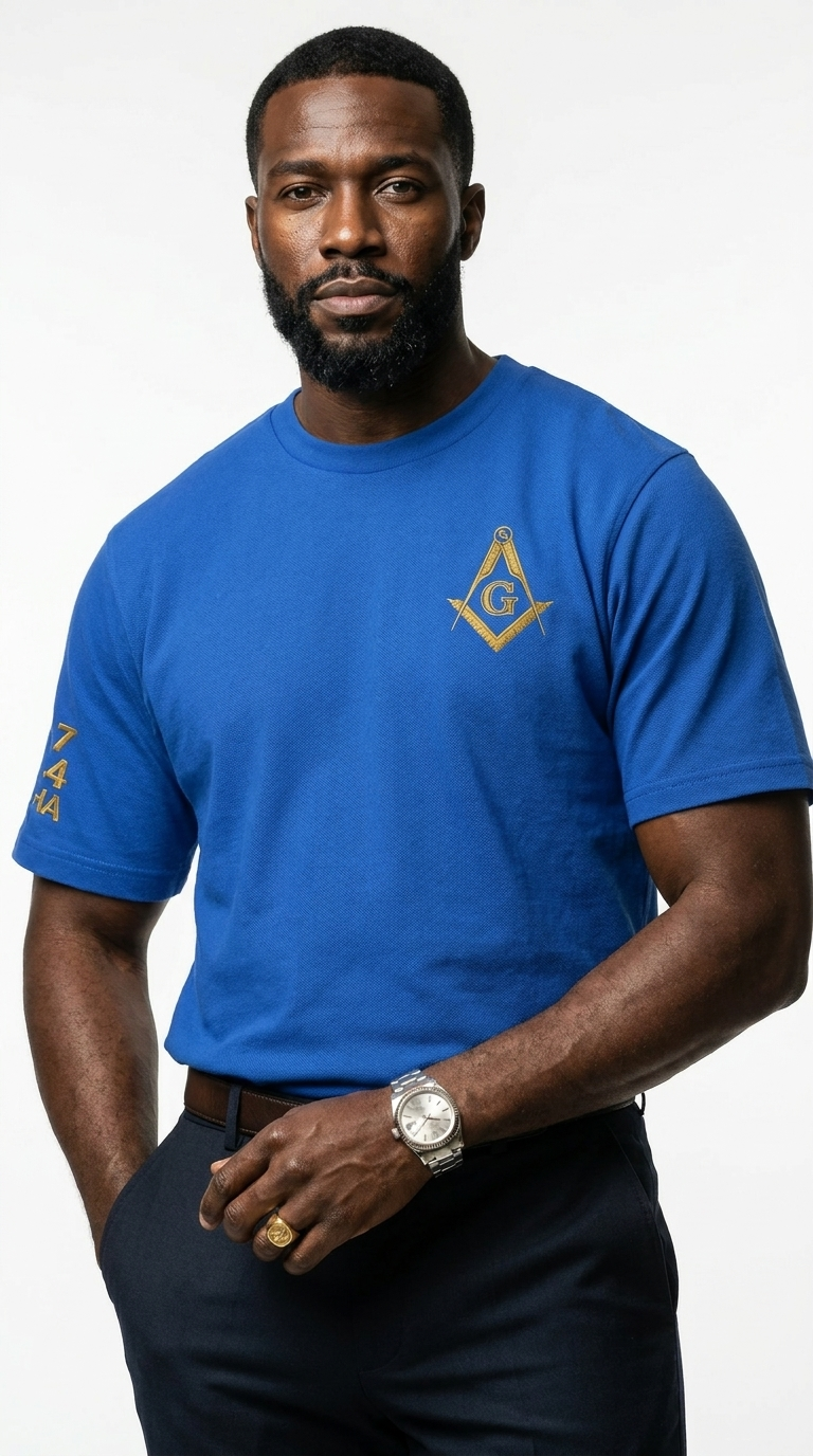 Prince Hall Essential Embroidery Logo T-Shirt | Premium Heritage Emblem Tees