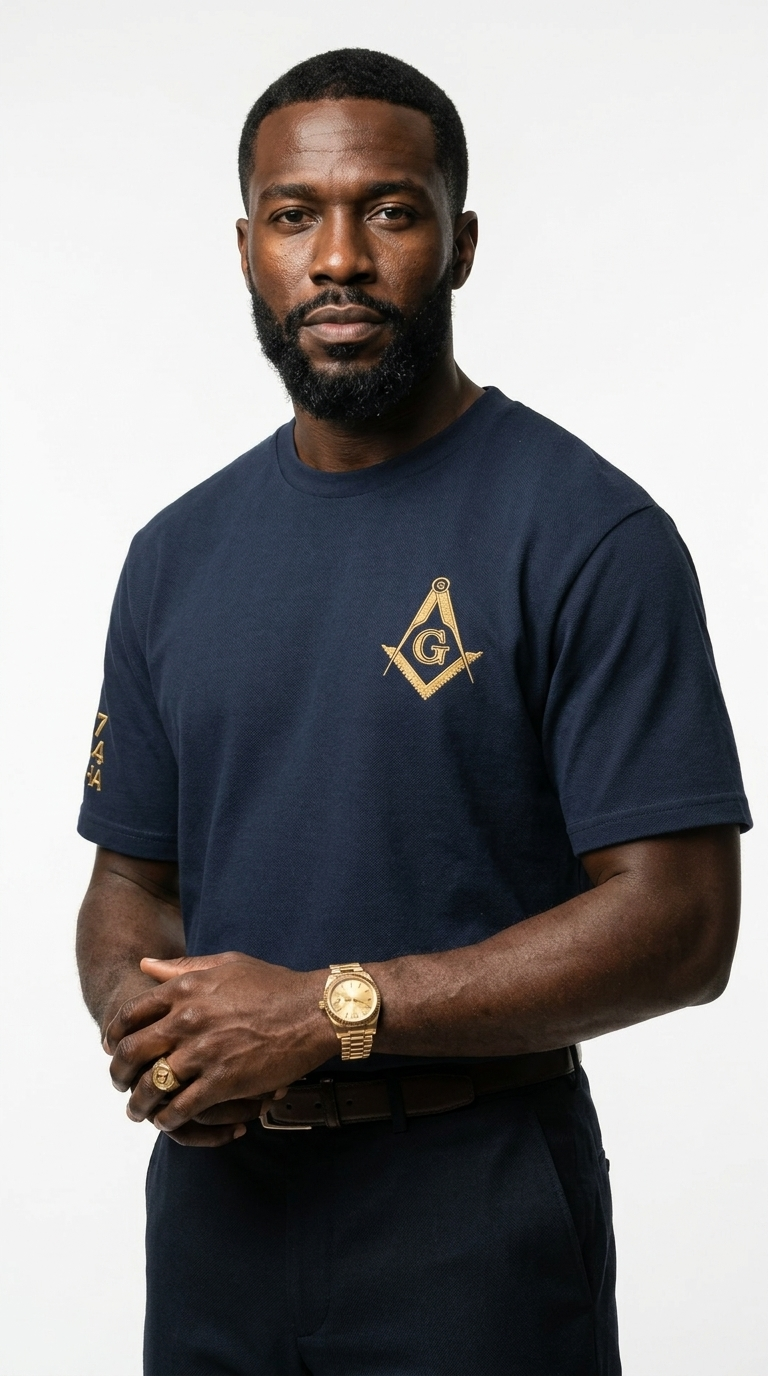 Prince Hall Essential Embroidery Logo T-Shirt | Premium Heritage Emblem Tees