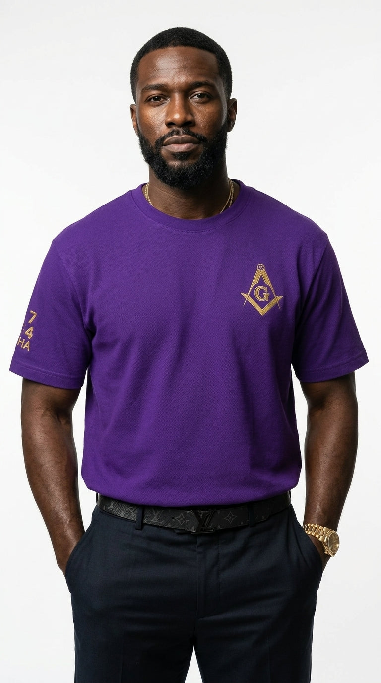 Prince Hall Essential Embroidery Logo T-Shirt | Premium Heritage Emblem Tees
