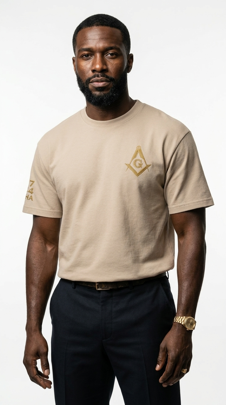 Prince Hall Essential Embroidery Logo T-Shirt | Premium Heritage Emblem Tees