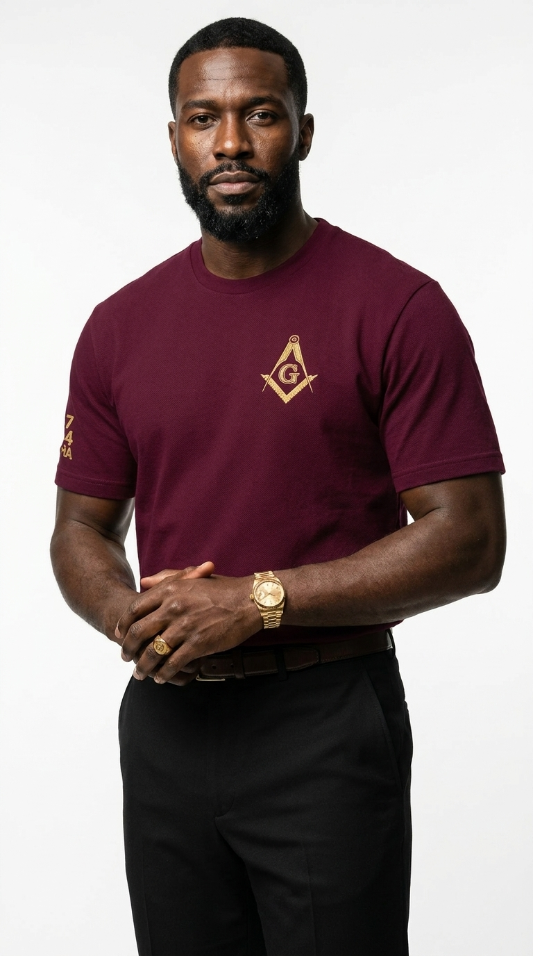 Prince Hall Essential Embroidery Logo T-Shirt | Premium Heritage Emblem Tees