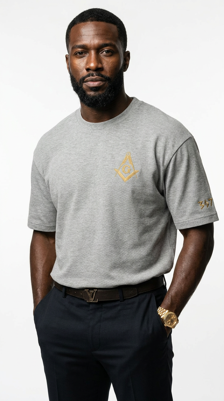 Prince Hall Essential Embroidery Logo T-Shirt | Premium Heritage Emblem Tees